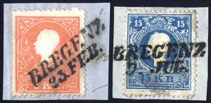 1858/59, BREGENZ / 23. FEB., Langstempel ... 