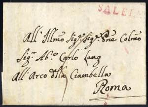 1808, Bollo SALERNO lilla acquoso, lettera ... 