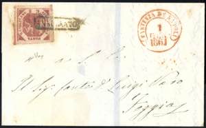 1861, Lettera da Napoli 1.1.1861 per Foggia ... 