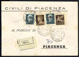 1944, raccomandata del 22.7.1944 da Piacenza ... 