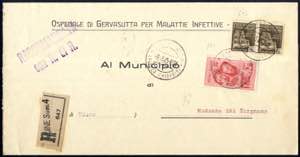 1945, lettera raccomandata aperta da Udine ... 