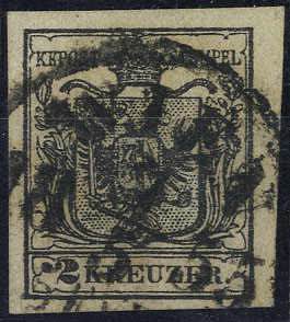 1850, 2 Kr. HPIIIa schwarz, gestempelt, ... 