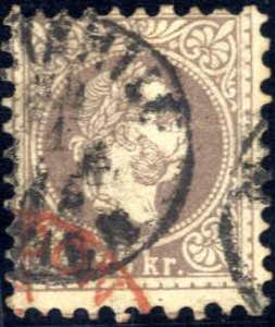 1867, 25 Kreuzer lila, gestempelt, geprüft ... 