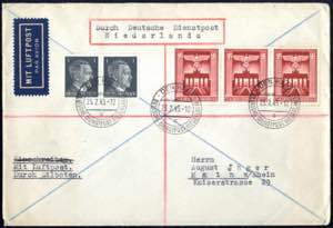 1943, Brief mit drei Stück Mi. 829 + zwei ... 