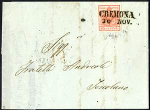 1850, 15 Cent. rosso, prima tiratura, su ... 