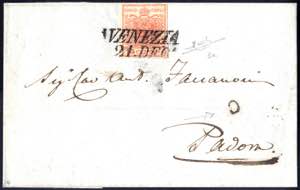 1850, 15 Cent. rosso, prima tiratura, su ... 