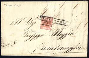 1850, 15 Cent. rosso carminio, prima ... 