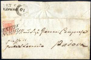 1850, 15 Cent. rosso, primo tipo, su lettera ... 