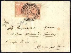 1850, 15 Cent. rosa, secondo tipo, due ... 