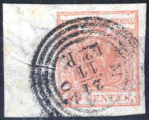 1850, Pieghe di carta, 15 Cent. rosa, ... 