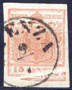 1854, Pieghe di carta, 15 Cent. rosa, ... 