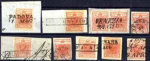 1854, Pieghe di carta, 15 Cent. rosso, ... 