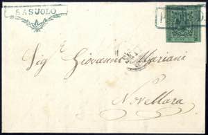 1858, lettera da Sassuolo (cartella sagomata ... 