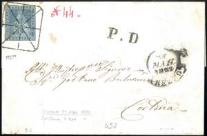 1852, lettera da Arezzo il 31.3 per Cortona ... 
