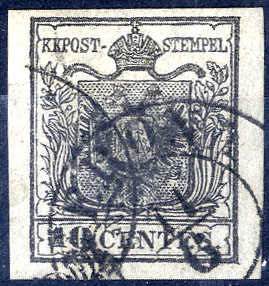 1850, 10 Cent. nero, usato a Verona, ben ... 
