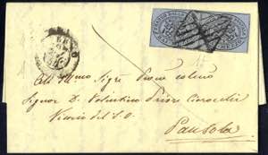 1852, ½ Baj. coppia su lettera da Fermo ... 