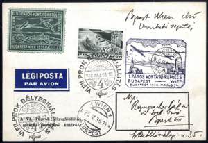 1936, Flug Budapest - Wien, frankierter ... 