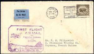 1930, Erstflug nach French Guiana, ... 