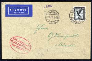 1930, Landungsfahrt nach Bonn, Bordpostbrief ... 