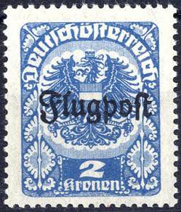 1922, Flugpost, 2 Kr. hellblau mit Abart ... 