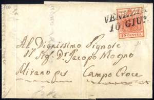 1850, 15 cent. rosso vermiglio II° tipo ... 