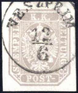 1863, Zeitungsmarke, (1,05) Kr. graubraun ... 