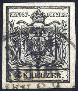 1850, 2 Kreuzer schwarz in Type III (HP), ... 