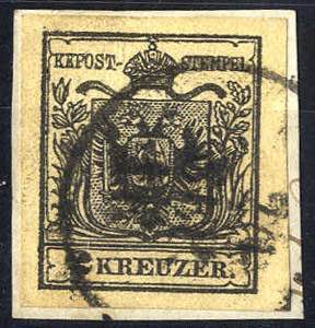 1850, 2 Kreuzer tiefschwarz in Type III ... 