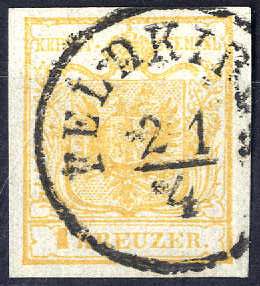 1850, 1 Kreuzer orange in Type I, Feldkirch ... 