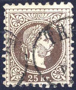 1867, 25 Kreuzer braunviolett in Type I, ... 