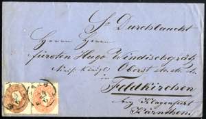 1860, 15 Kreuzer Brief aus Prag frankiert ... 