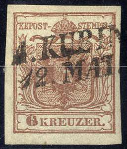 A.Kubin 1850 , 6 Kreuzer mit Langstempel, ... 