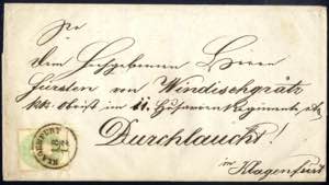 Klagenfurt  1860, 3 Kreuzer Brief aus ... 