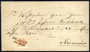1850, 3 Kreuzer Brief aus Olmütz nach ... 
