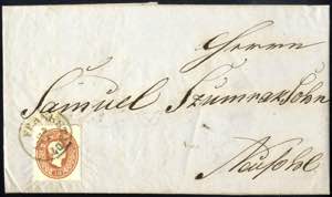 1860, 10 Kreuzer Brief aus Frankstadt nach ... 
