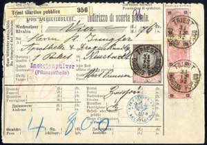 1892, Postbegleitadresse 5 Kr. 1888 mit ... 