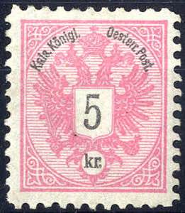 1883, 5 K. rot, LZ 10½, ungebraucht, ... 