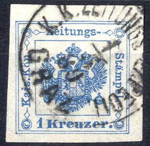 1877, 1 Kr. hellblau mit spitzer 1, ... 