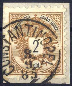 1883, 2 Soldi auf  Briefstück von ... 