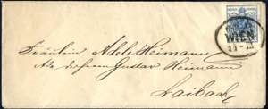 1858, 9 Kreuzer Brief aus Wien frankiert mit ... 