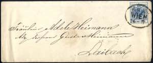 1858, 9 Kreuzer Brief aus Wien frankiert mit ... 