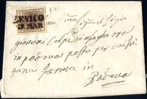 Levico 3. Mar, 6 Kreuzer Brief nach Padua, ... 