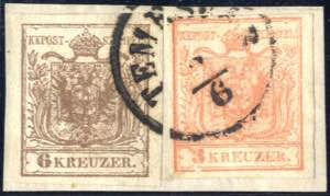 Temesvar 2.6. 1850, Briefstück mit  6 und ... 