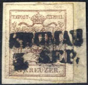 Kromau 3.Sep, 6 Kreuzer Briefstück, ... 