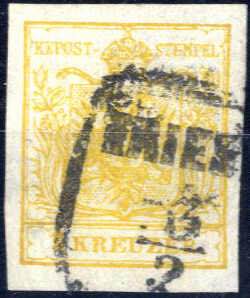 1850, 1 Kreuzer in Type III in kadmiumgelb, ... 