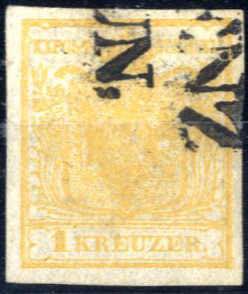 1850, 1 Kreuzer in Type Ia in gelbocker, ... 