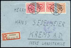 1946, eingeschriebener Brief von Gmunden am ... 