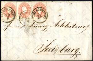 Klagenfurt 30.9. 1861, auf Brief mit drei ... 