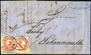 1860, 10 Kreuzer Brief mit wertgleicher ... 