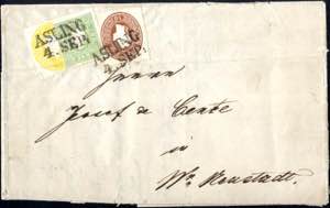 1860, 15 Kreuzer Brief mit Mischfrankatur 3 ... 